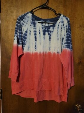 Sonoma Pink, White & Blue Tie-Dye Long Sleeve Top